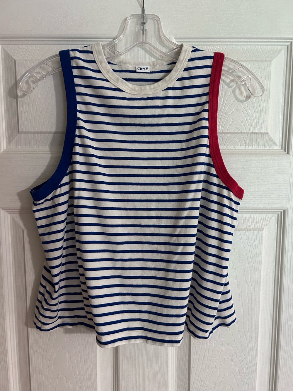 Clare V. Camp Fit Tank with Blue & Red Trim